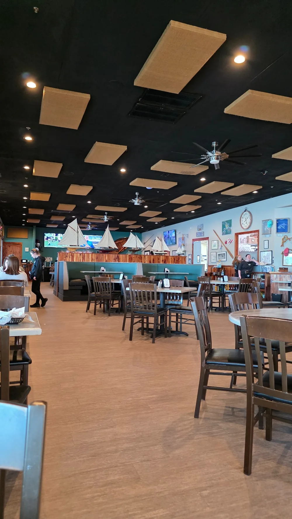 Main dining room at Break on the Lake with nautical decor