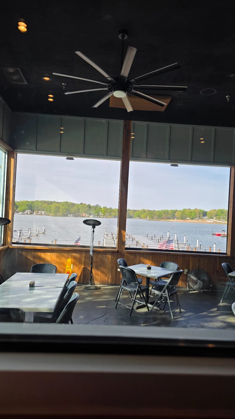 Vertical lake view from Break on the Lake dining area